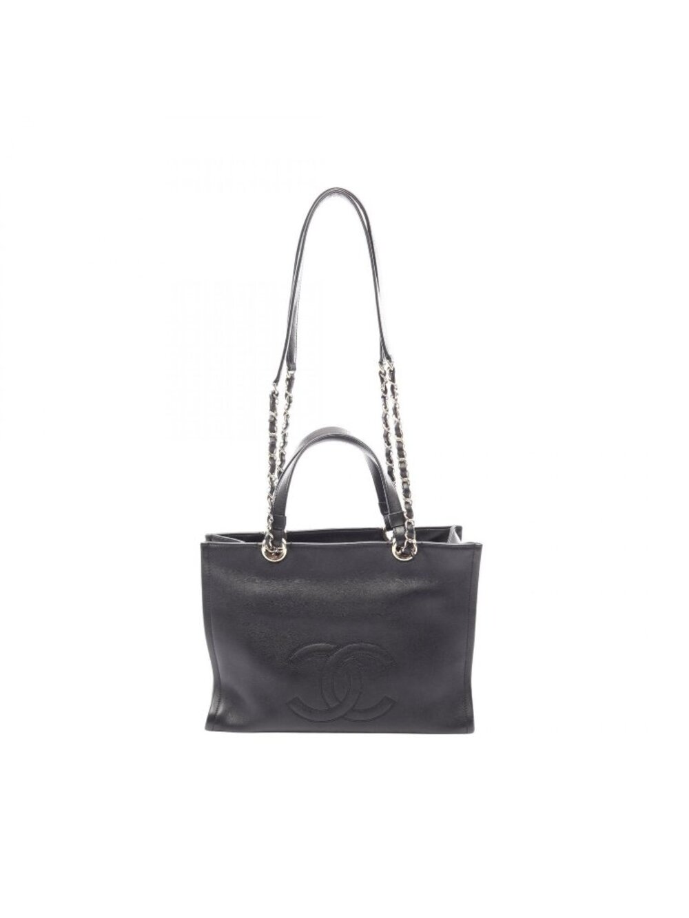 Chanel Shoulder Bag CC Logo Black Leather CC 2-Way Chain
